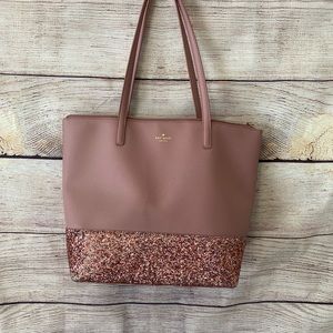 Kate Spade Greta Court Pink Glitter Penny Tote Bag